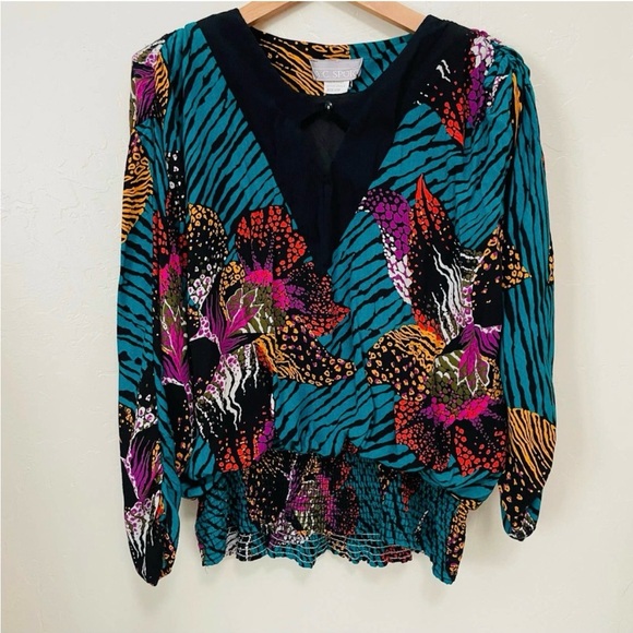 VINTAGE Vibrant Abstract Blouse -XL - Picture 4 of 16